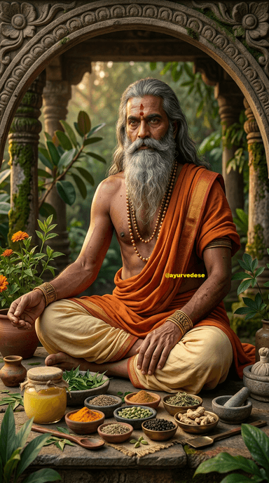 Retrato de um vaidya (mestre ayurvédico)