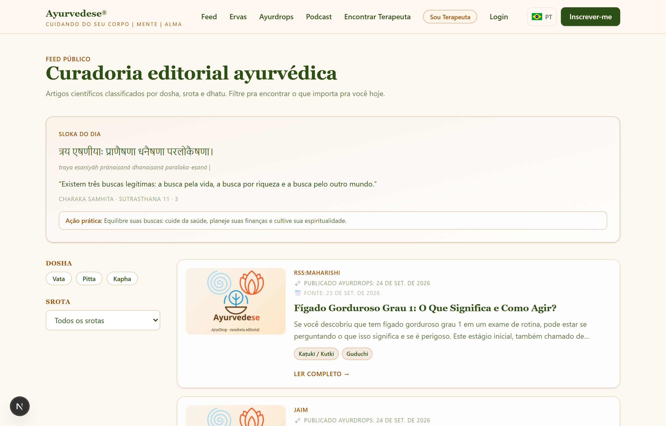 Feed público de artigos AyurDrop
